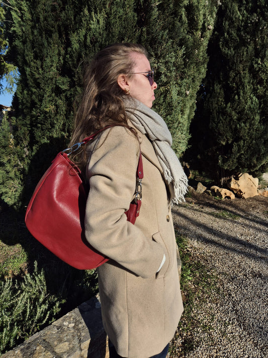 Sac Ciran bordeaux cuir italien porté