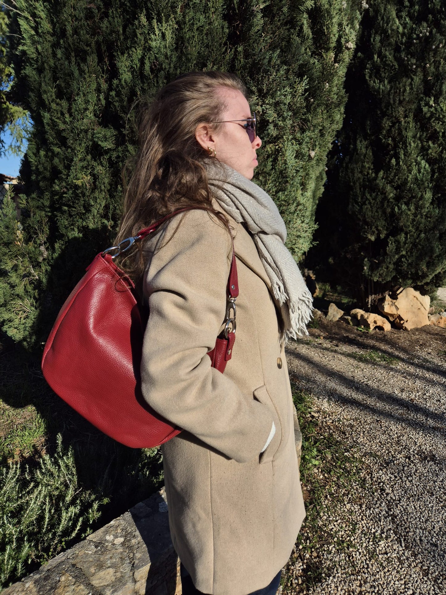 Sac Ciran bordeaux cuir italien porté