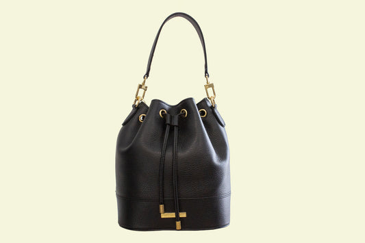 Sac seau TL BAG noir en cuir Palmellato vue de face