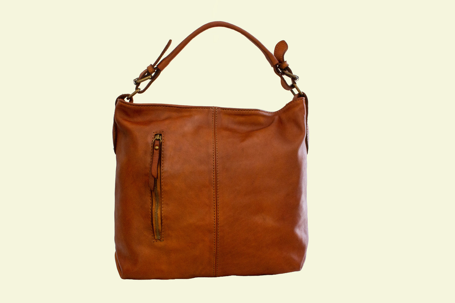 Sac Liora cognac en cuir italien vue de face