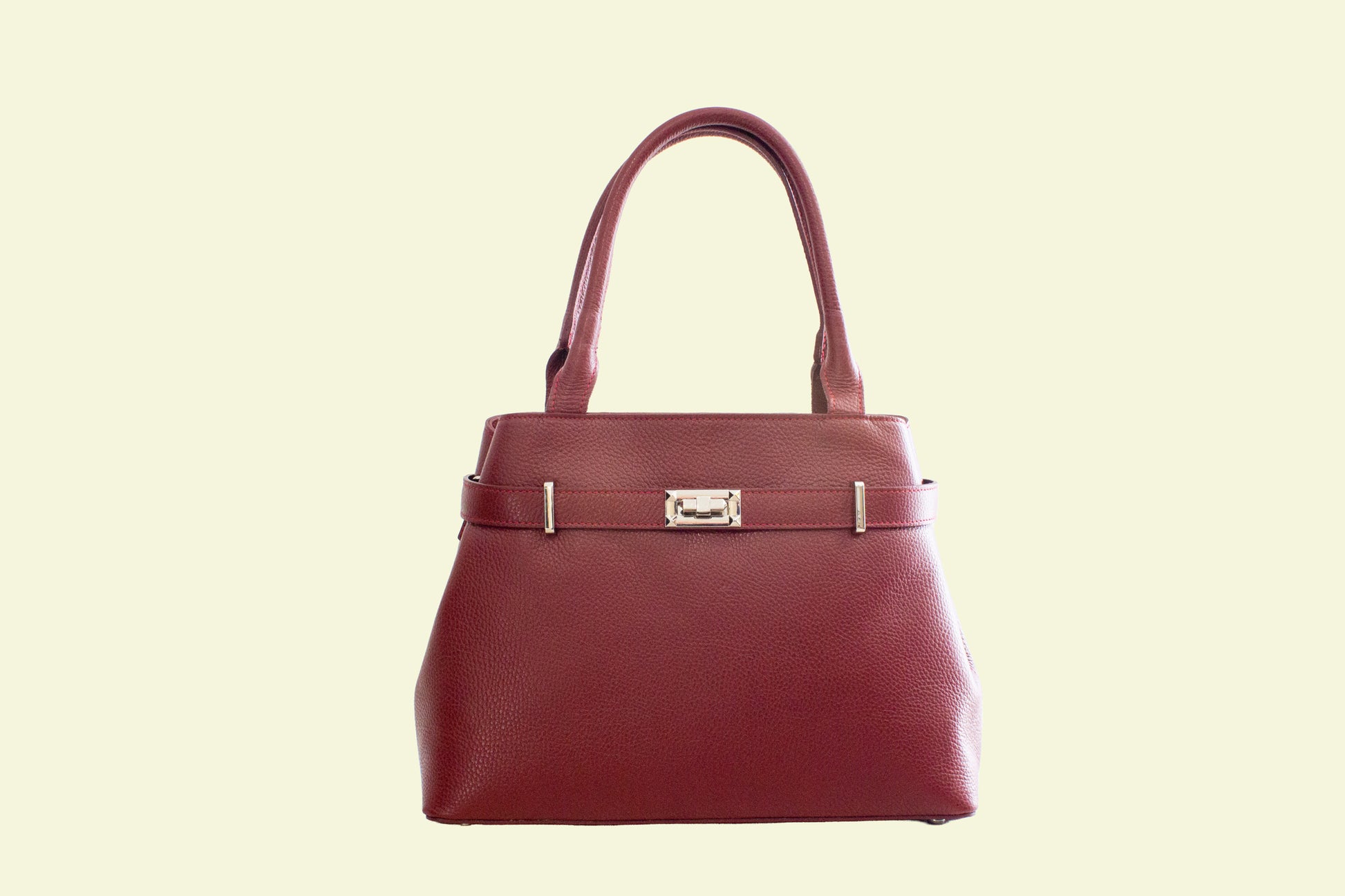 Sac Lumar bordeaux en cuir italien vue de face