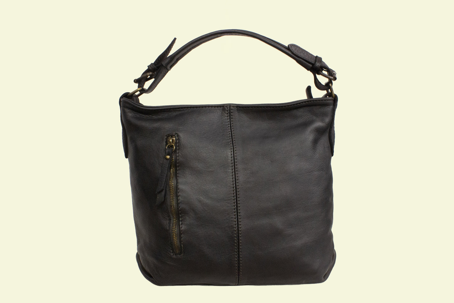 Sac Liora noir en cuir italien vue de face