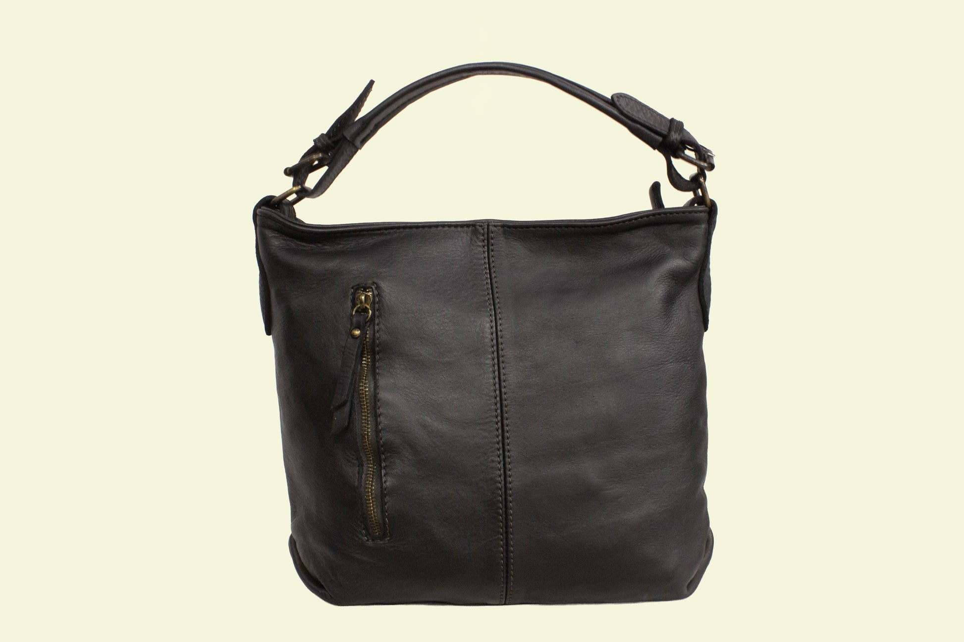 Sac Liora noir en cuir italien vue de face